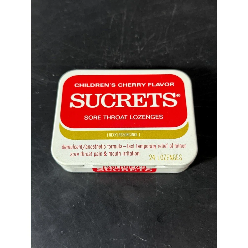 Vintage Children’s Sucrets Cherry Flavor Sore Throat Lozenge Tin